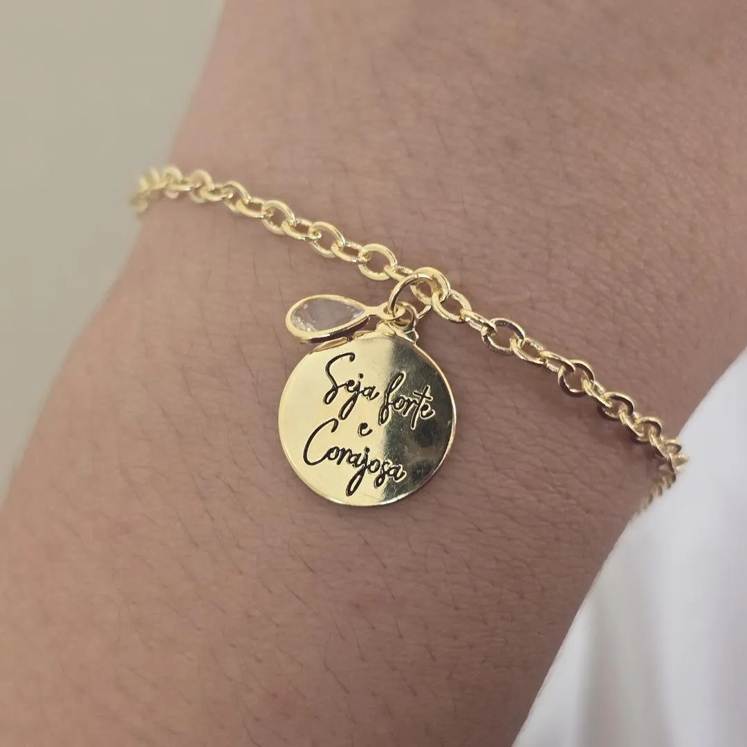 Pulseira Seja Forte Corajosa Zircônia
