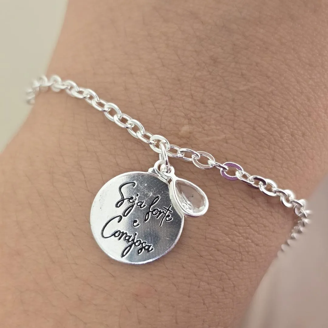Pulseira Seja Forte Corajosa Zircônia