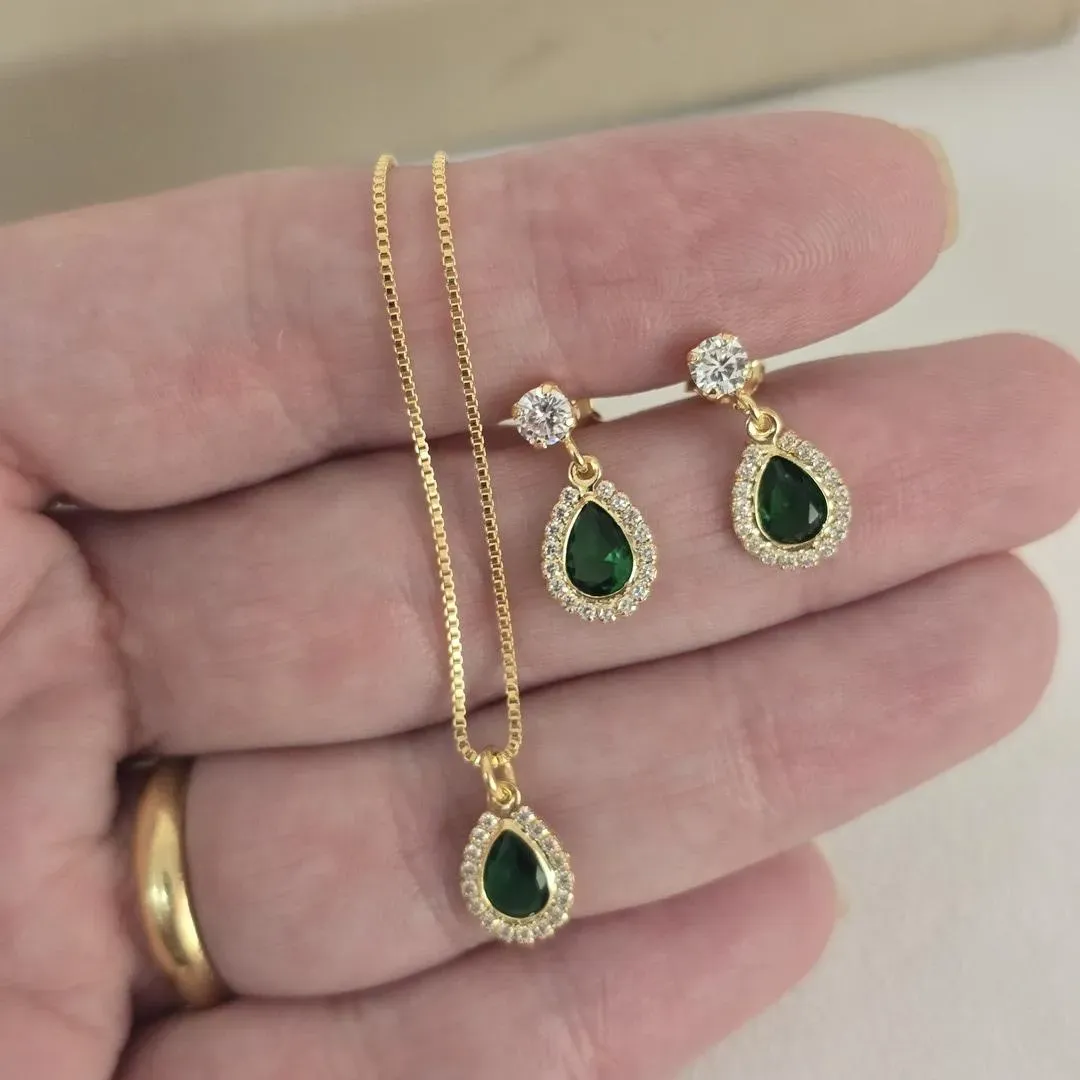 Conjunto Delicado Pedra e Zircônia