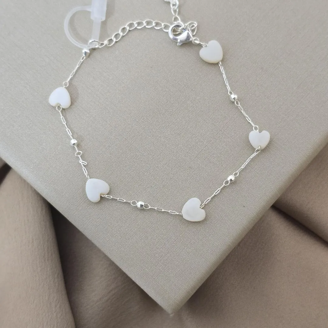 Pulseira Delicada Coração Perola