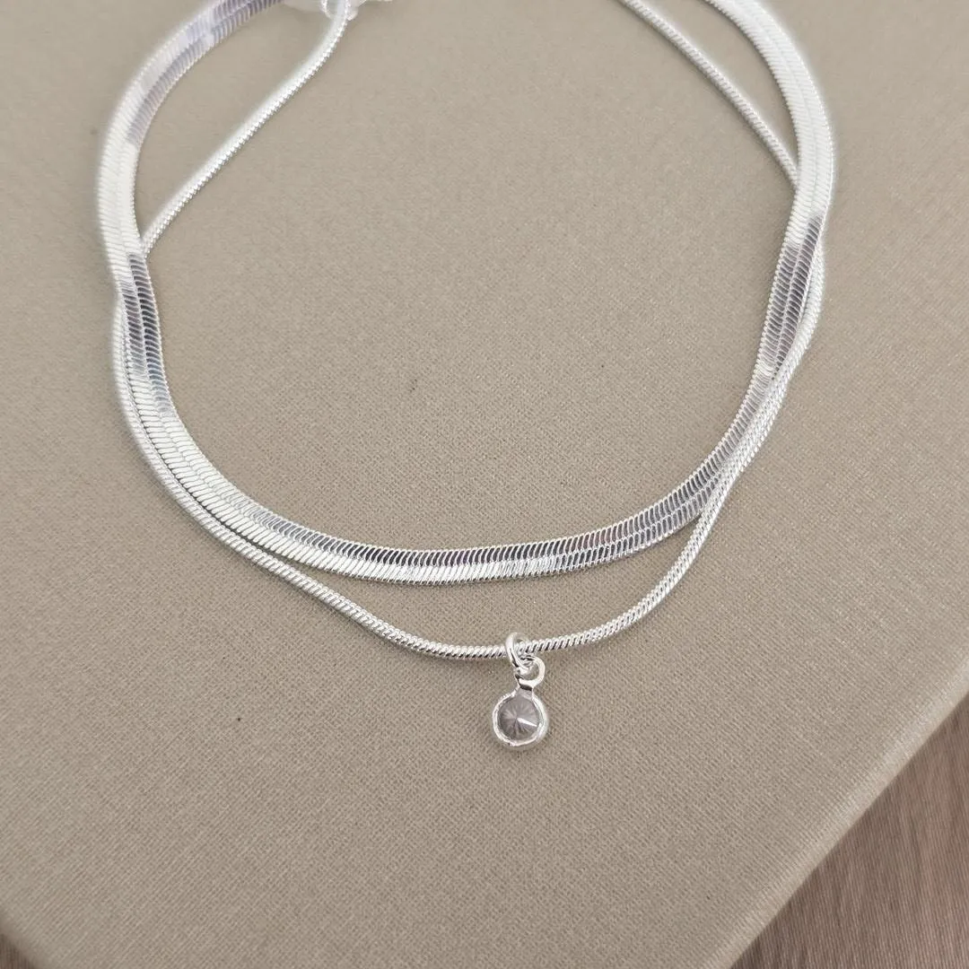 Pulseira Dupla Fita Com Pingente Zircônia