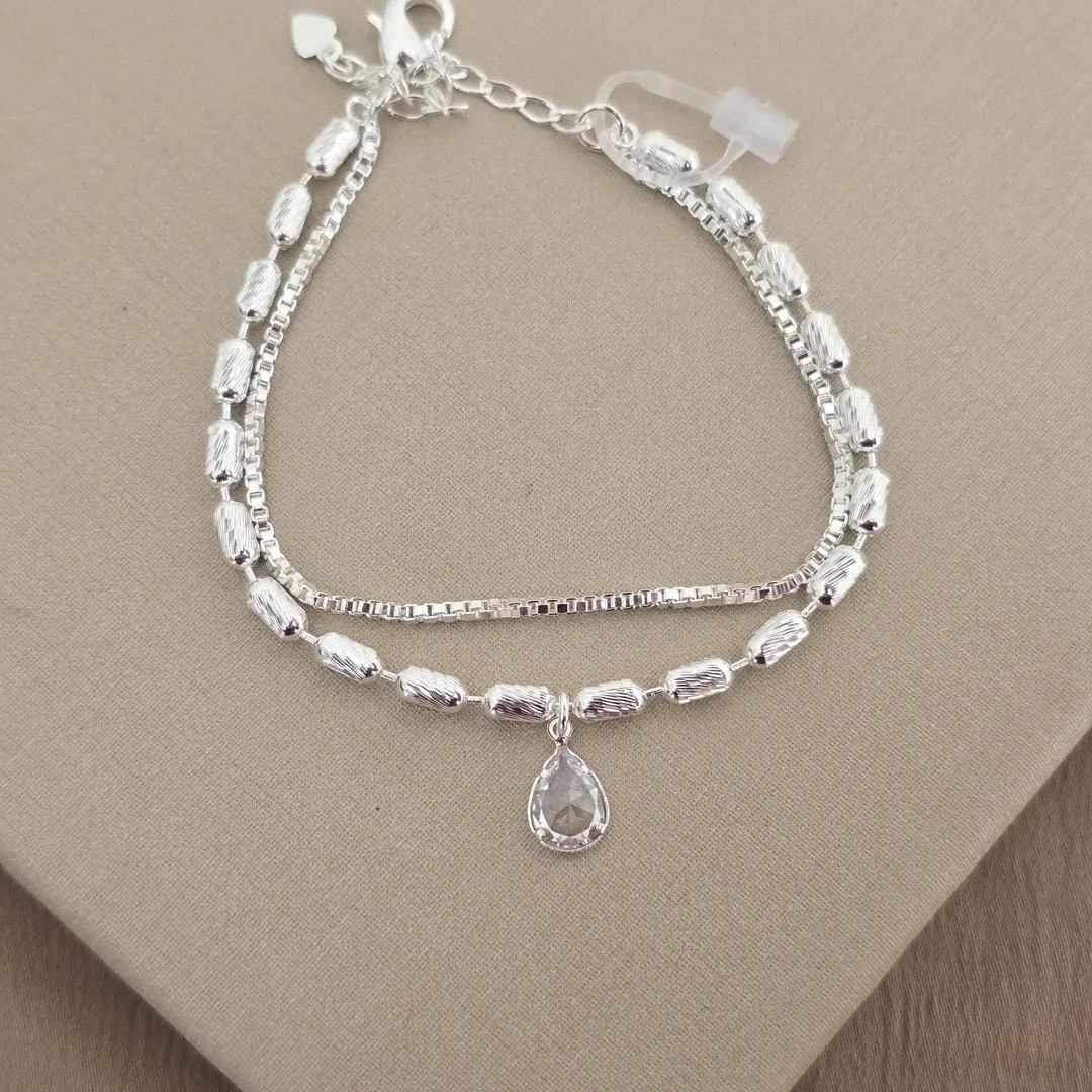 Pulseira Dupla Gota de Zircônia