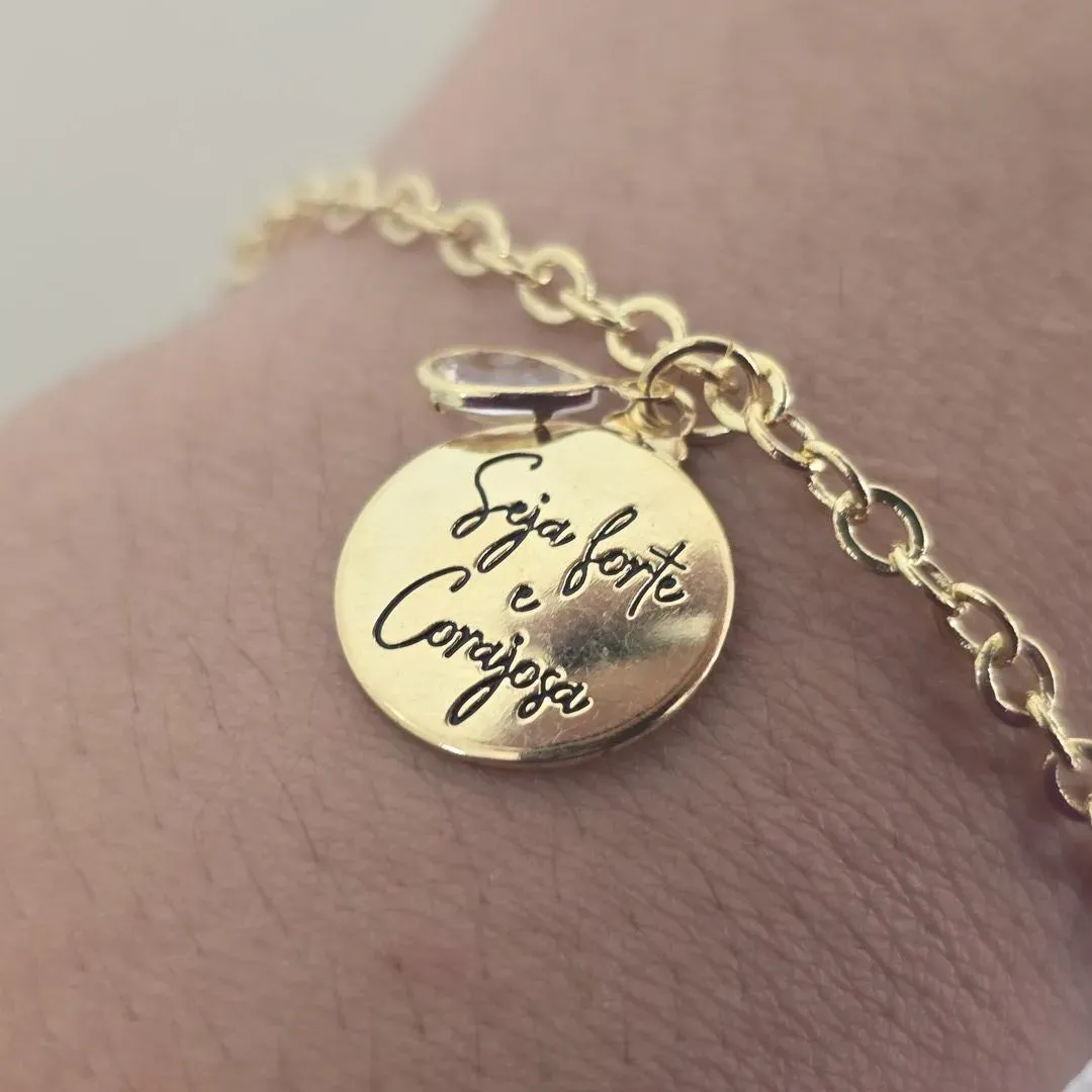 Pulseira Seja Forte Corajosa Zircônia