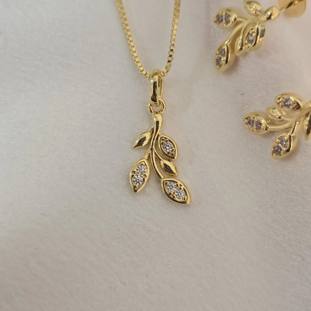Conjunto Delicado Folha Zircônia