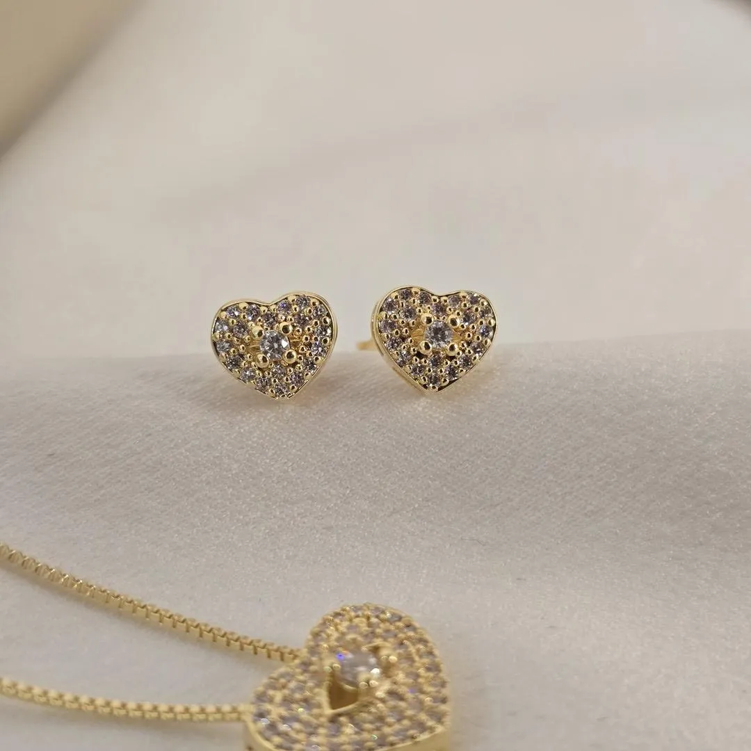 Conjunto Delicado Coração Zircônia