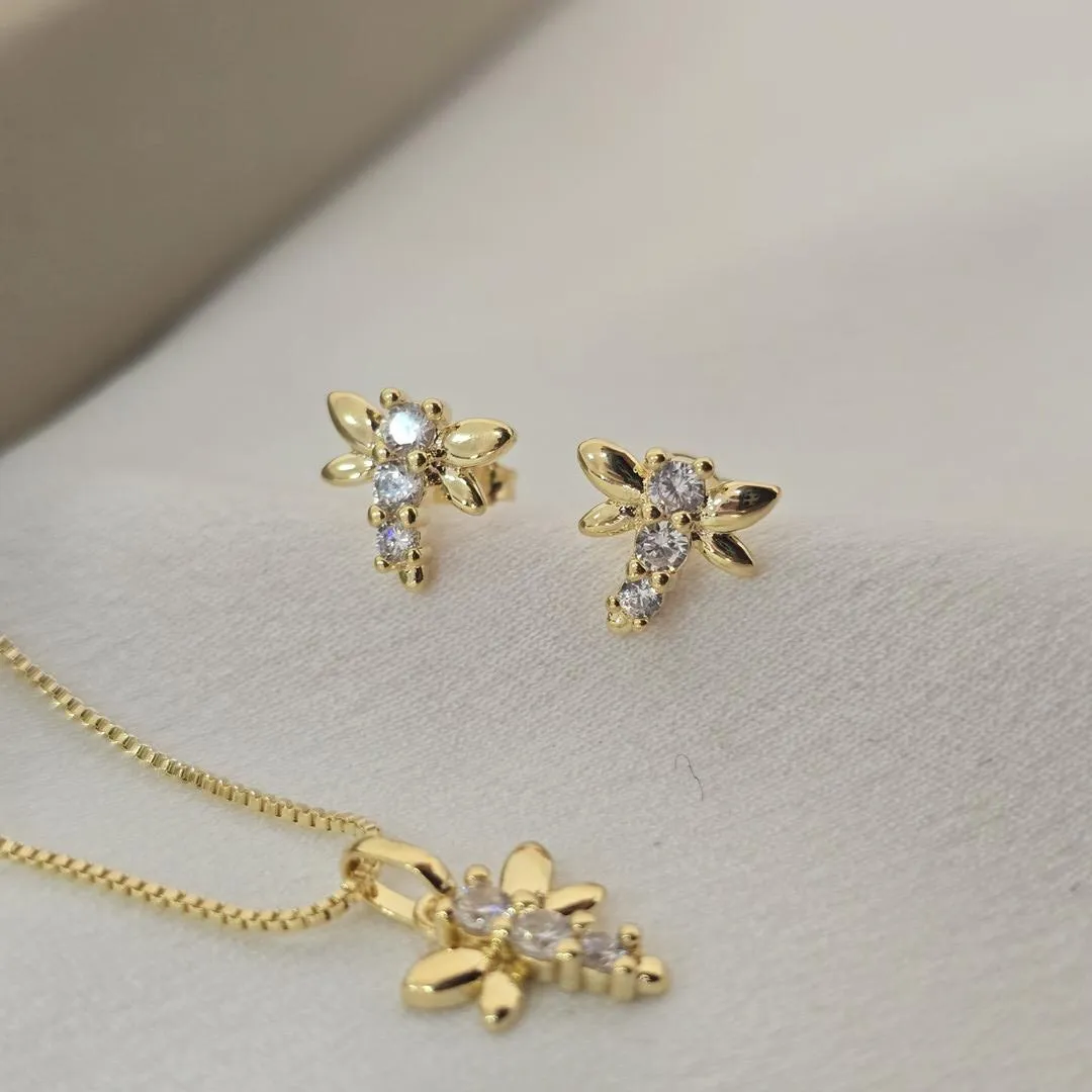 Conjunto Delicado Libélula Zircônia