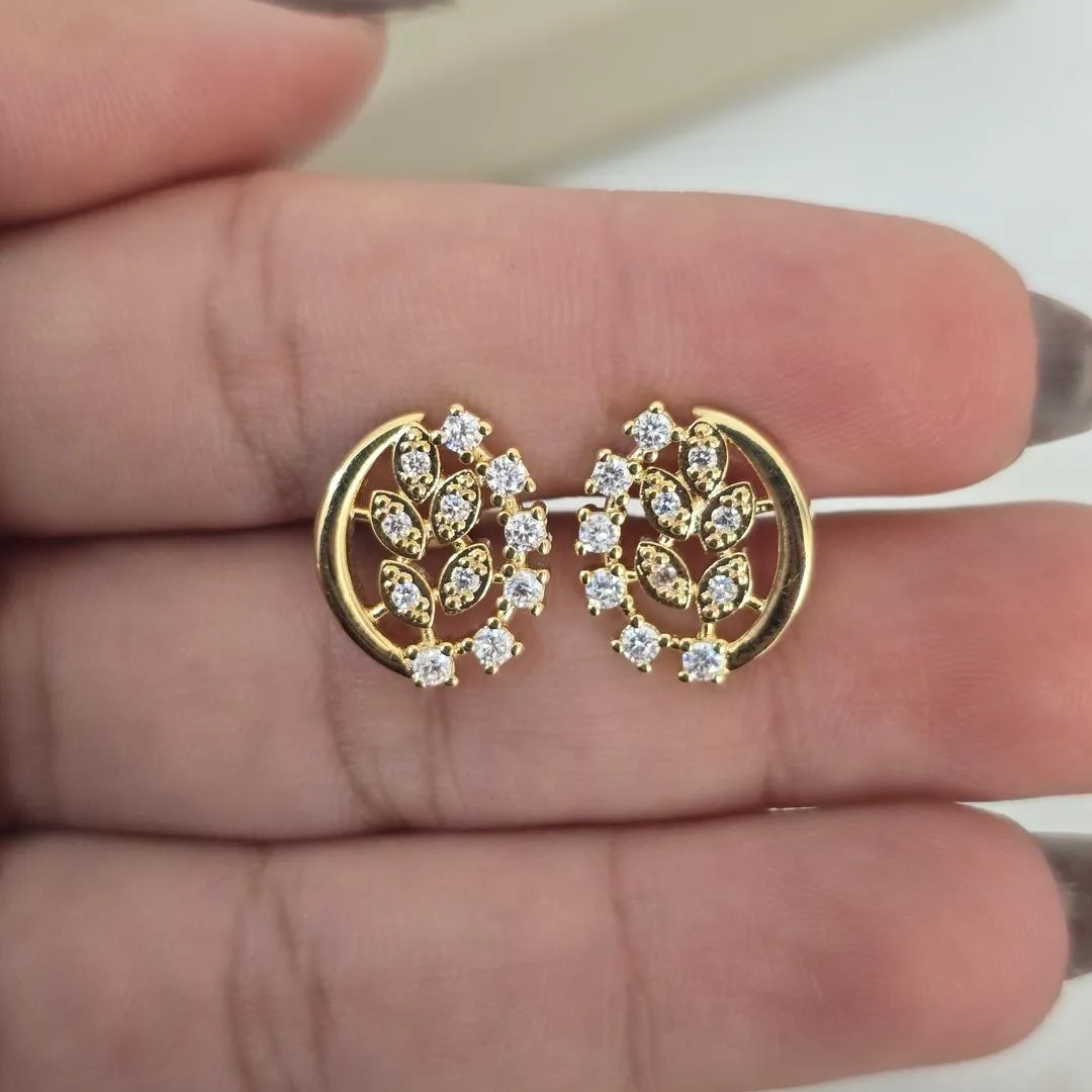 Conjunto Delicado Folhas Zircônia