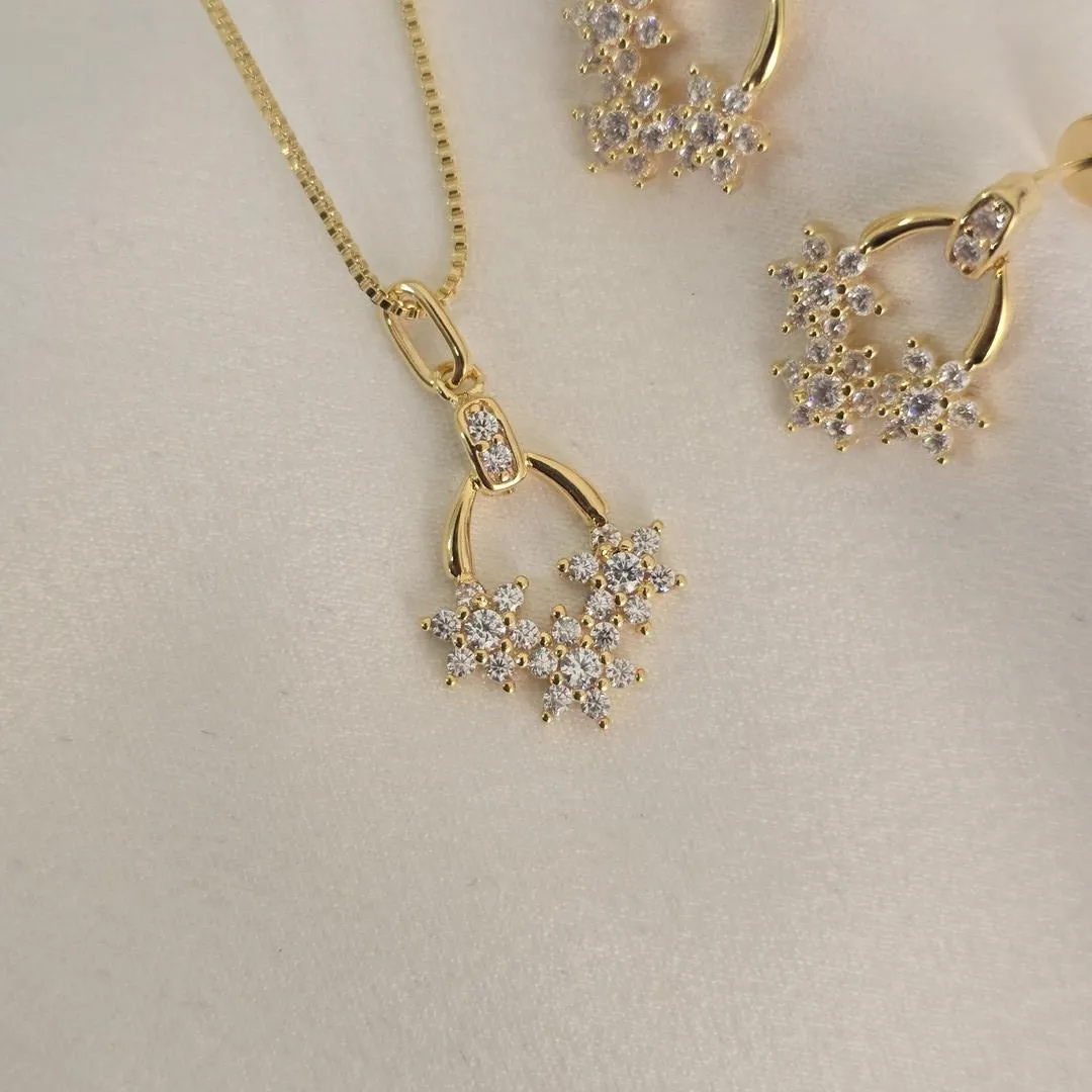 Conjunto Delicado Flores Zircônia