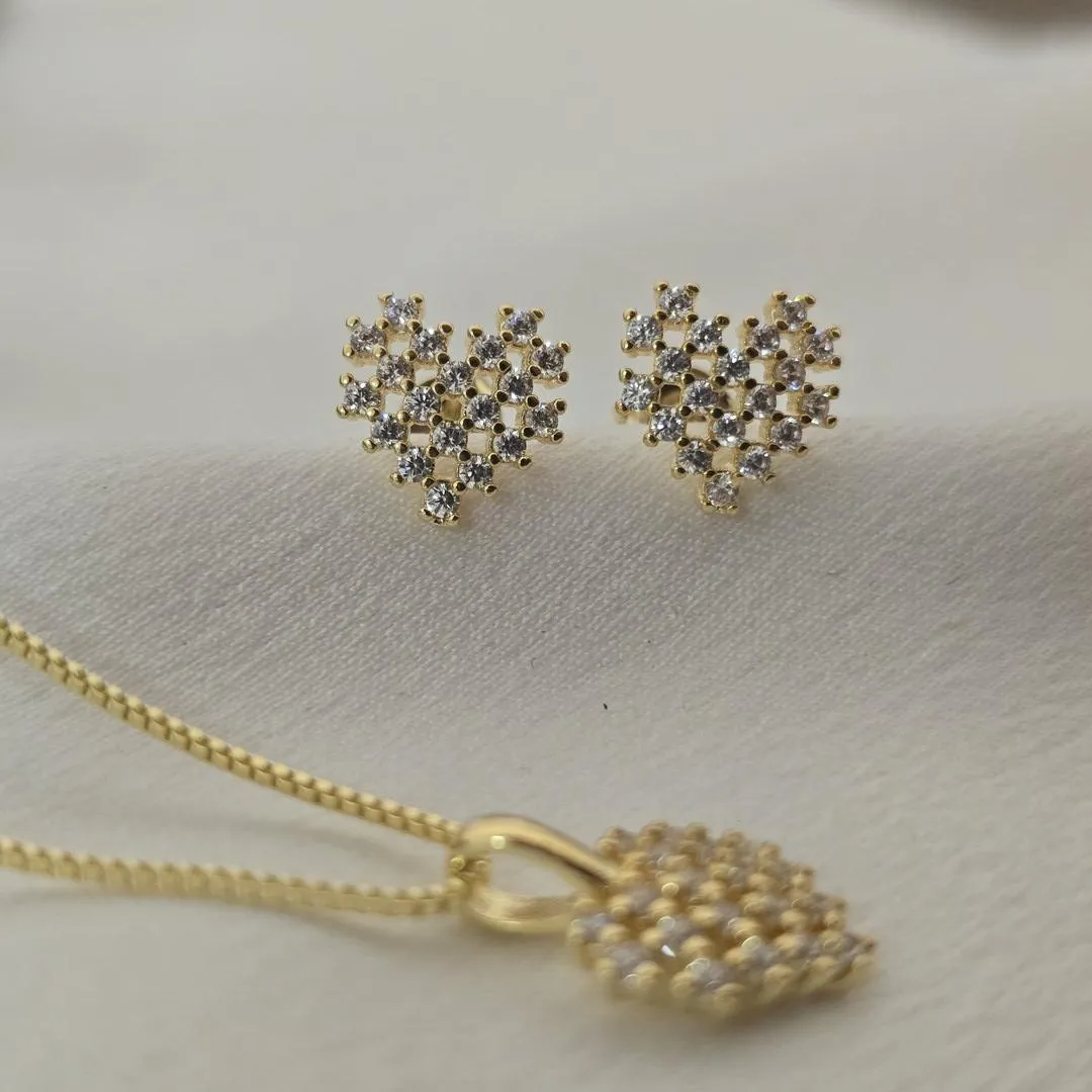 Conjunto Delicado Coração Zircônia