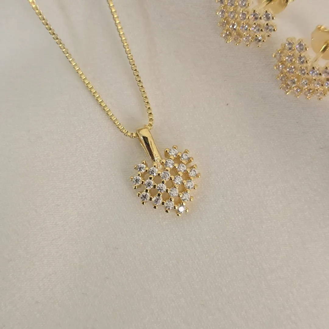 Conjunto Delicado Coração Zircônia