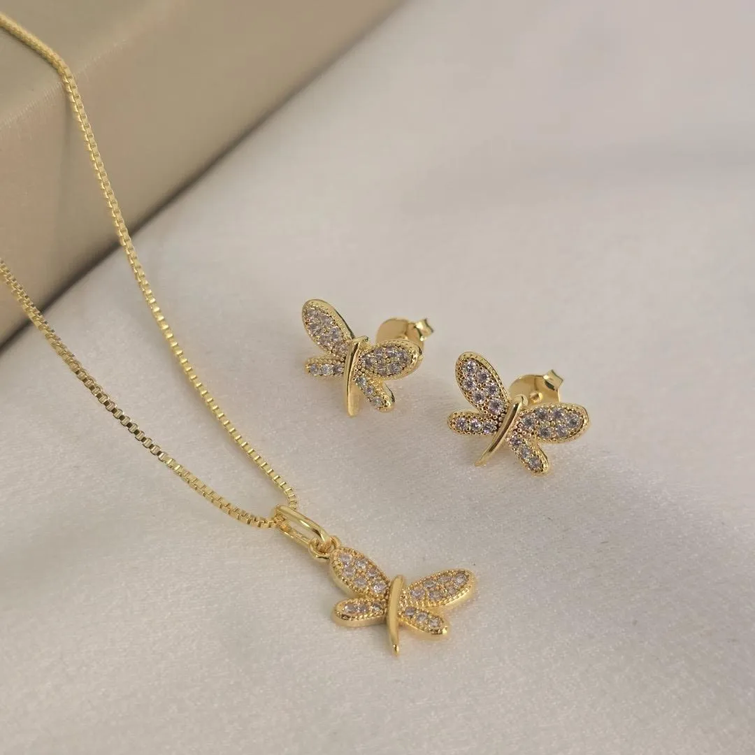 Conjunto Delicado Libélula Zircônia