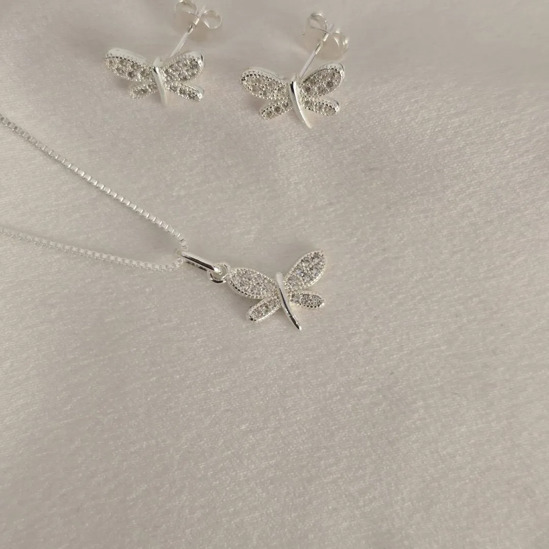 Conjunto Delicado Libélula Zircônia