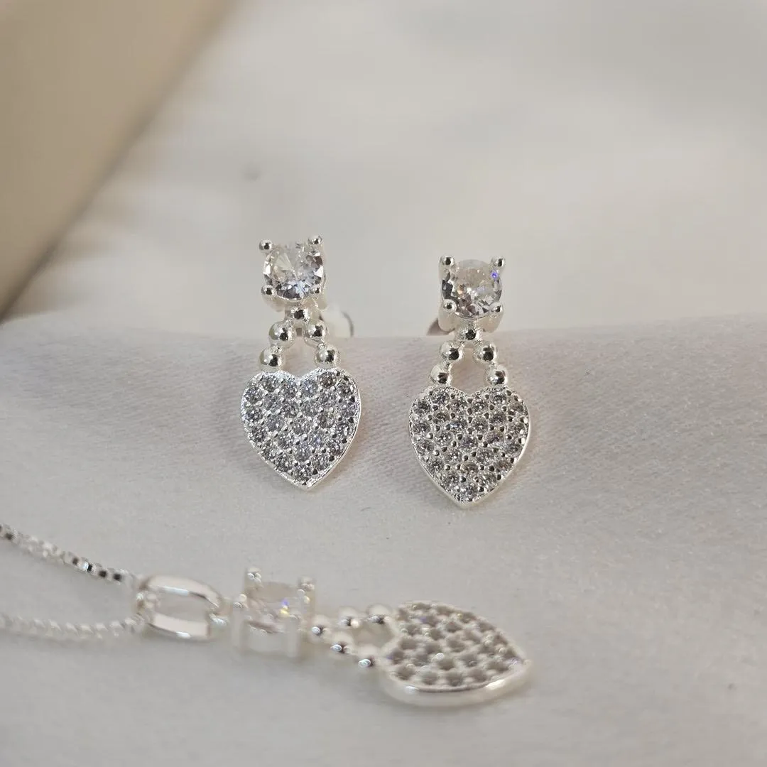 Conjunto Delicado Coração Zircônia