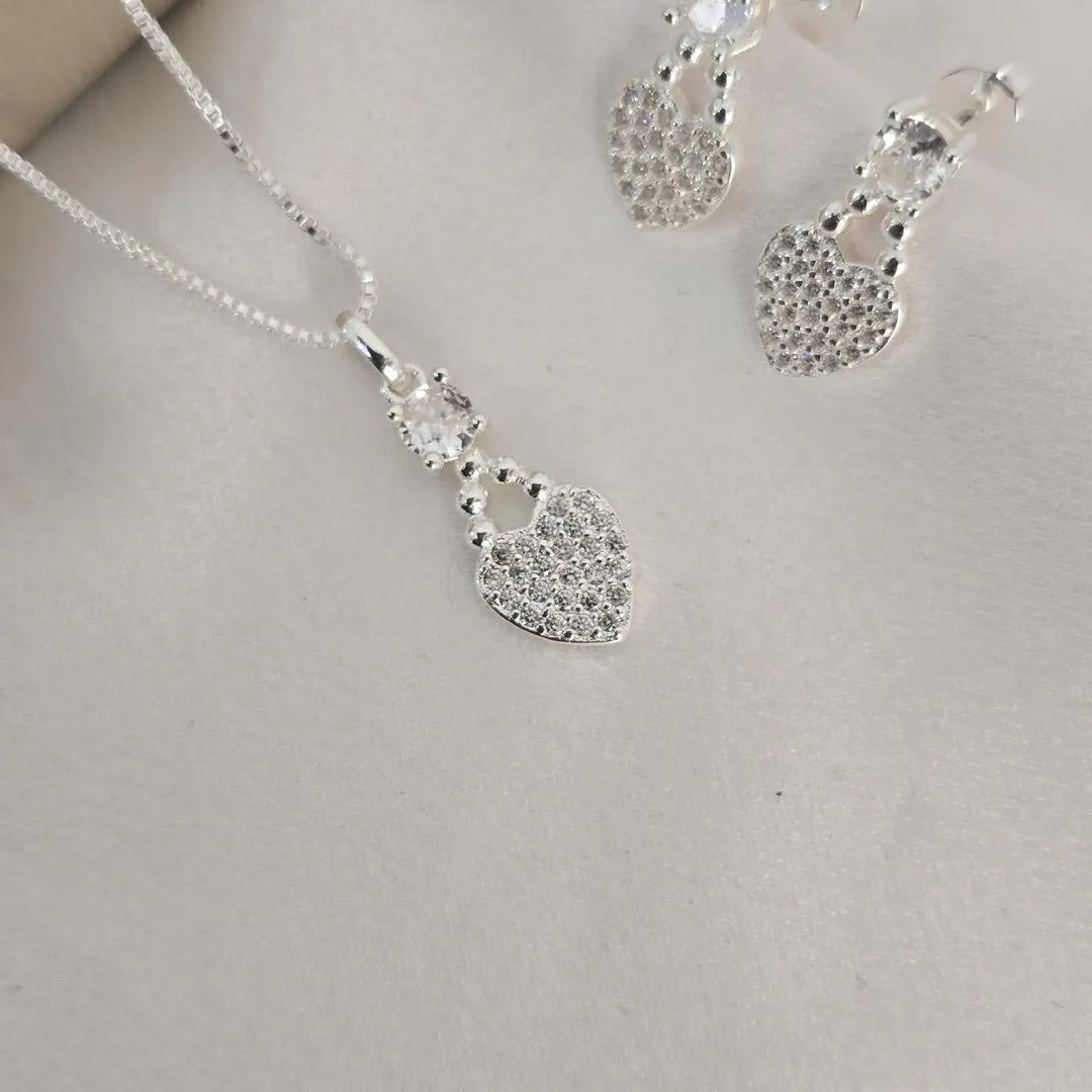 Conjunto Delicado Coração Zircônia