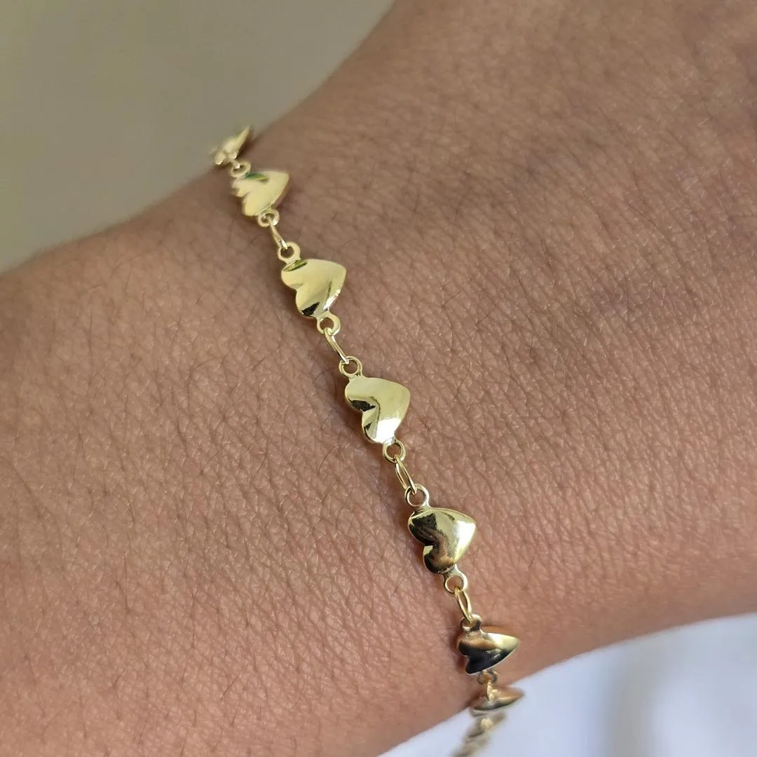 Pulseira Delicada Corações Lisos