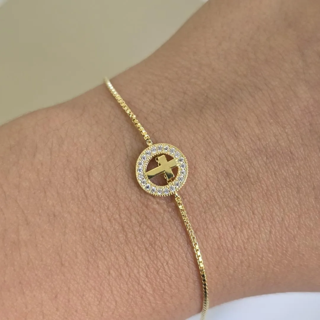 Pulseira Delicada Cruz Zircônia