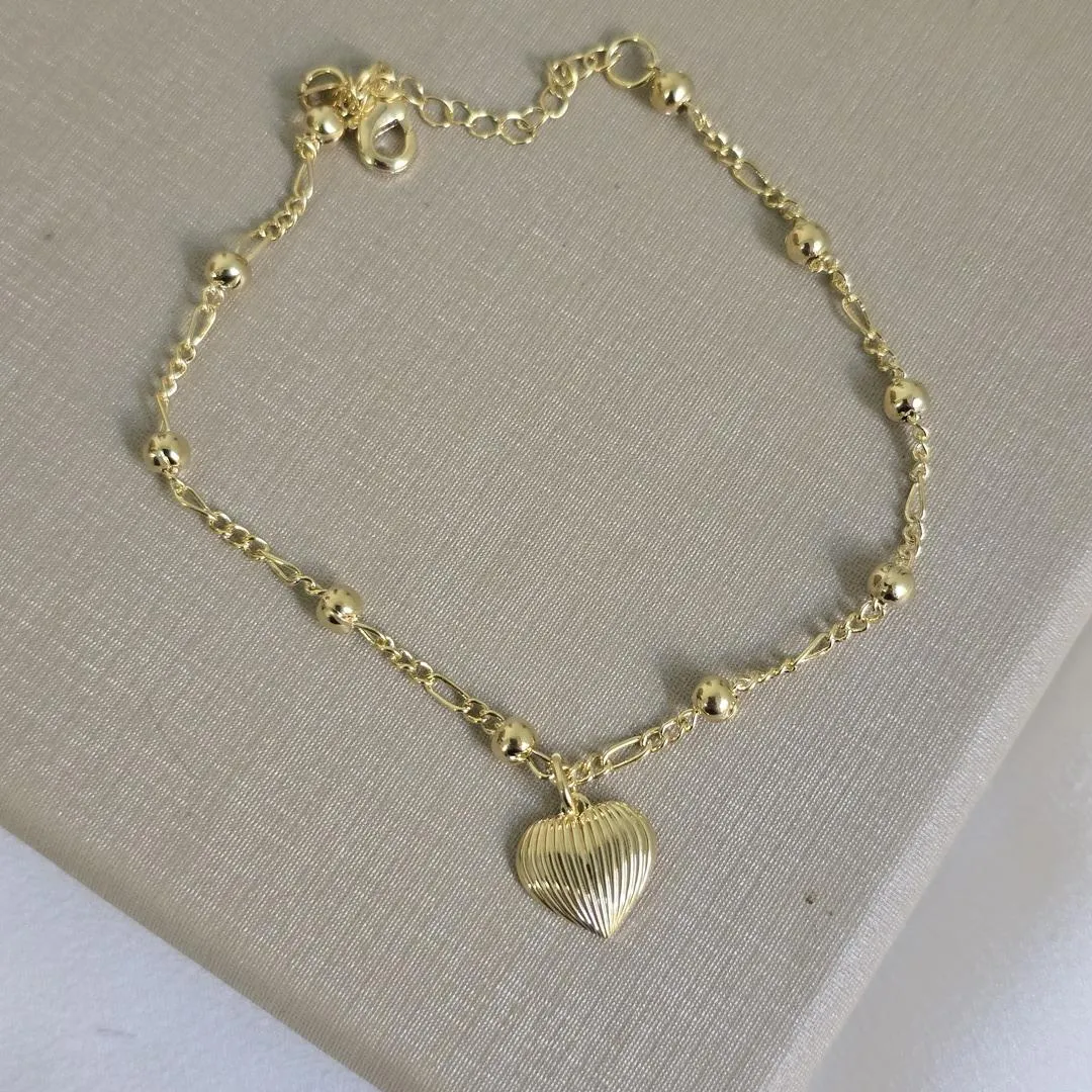 Pulseira Delicada Bolinhas e Coração