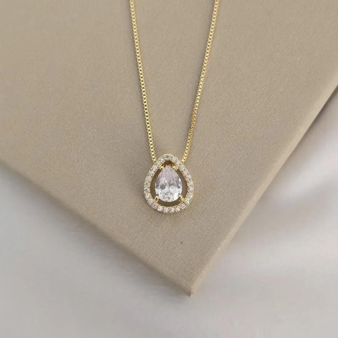 Colar Delicado Gota de Zircônia