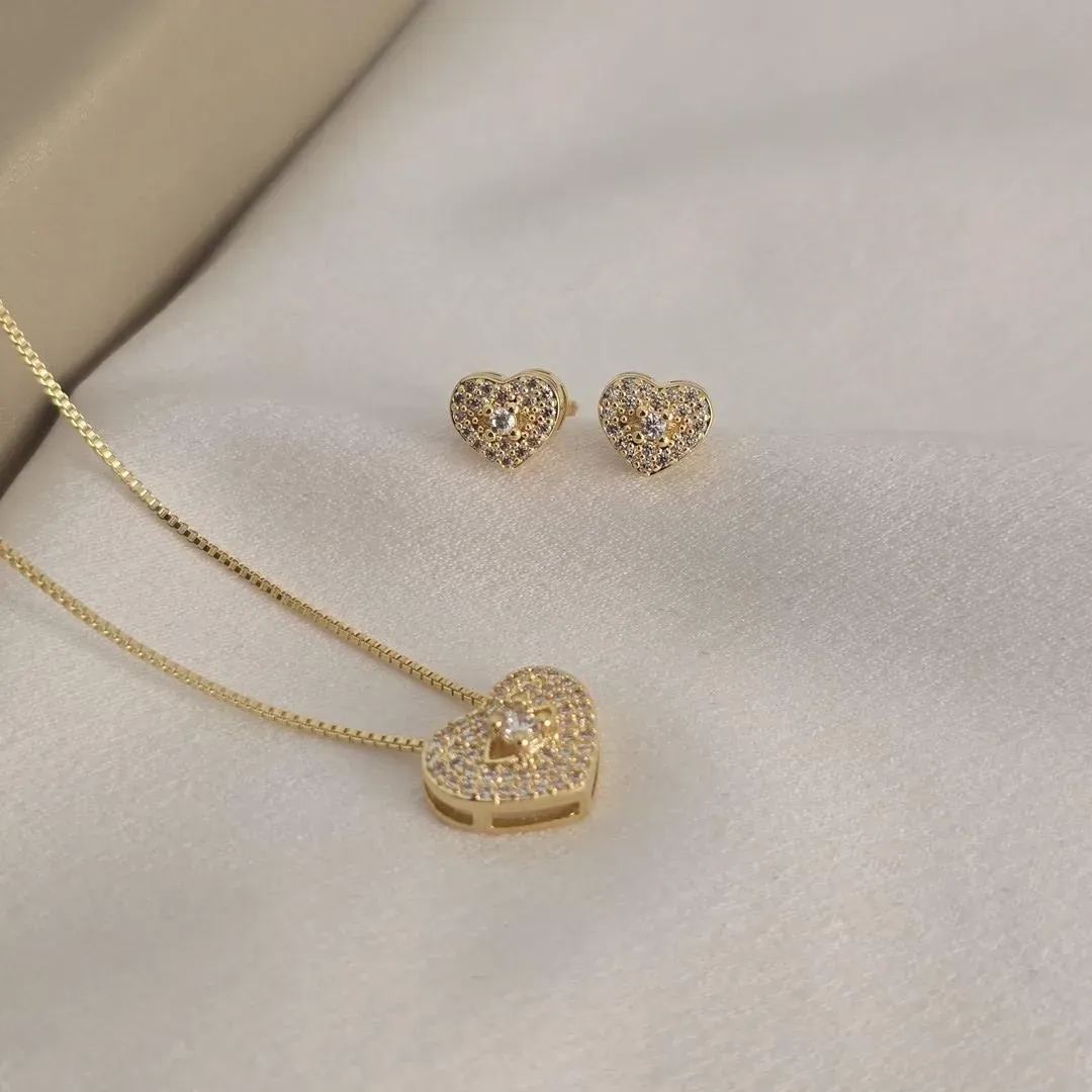 Conjunto Delicado Coração Zircônia