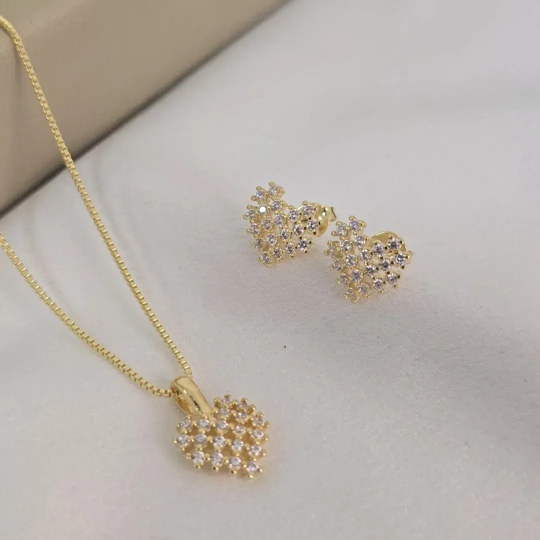 Conjunto Delicado Coração Zircônia