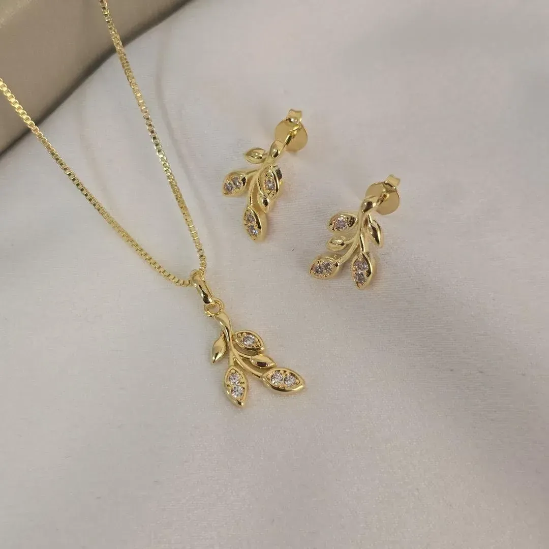 Conjunto Delicado Folha Zircônia