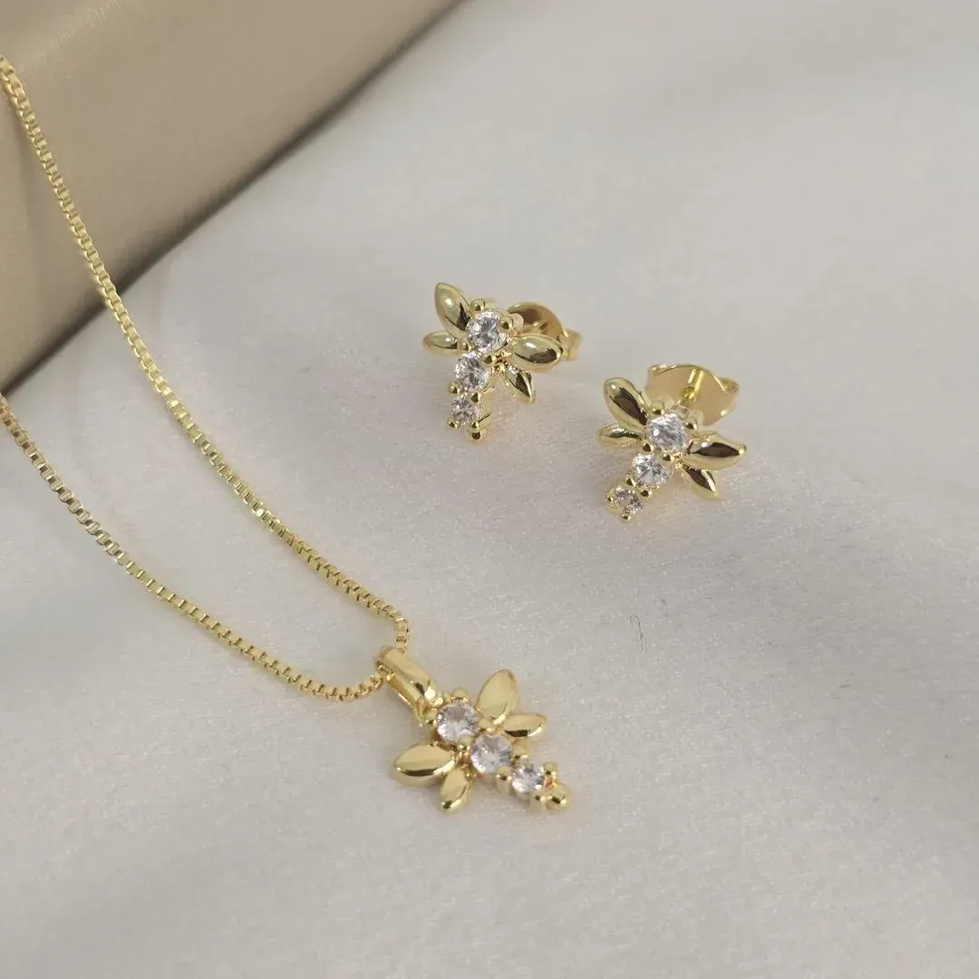 Conjunto Delicado Libélula Zircônia