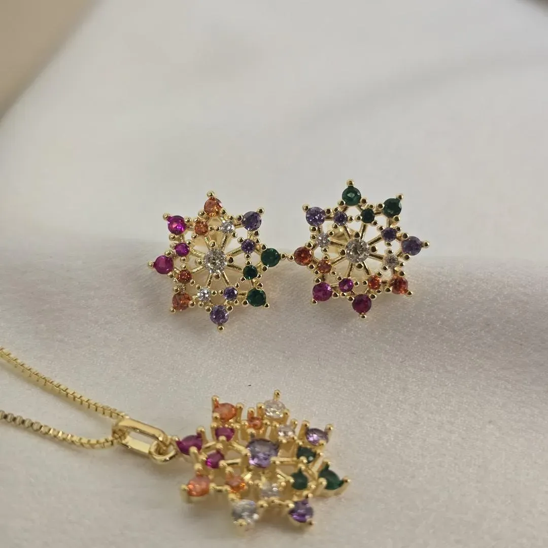 Conjunto Delicado Pedra e Zircônia