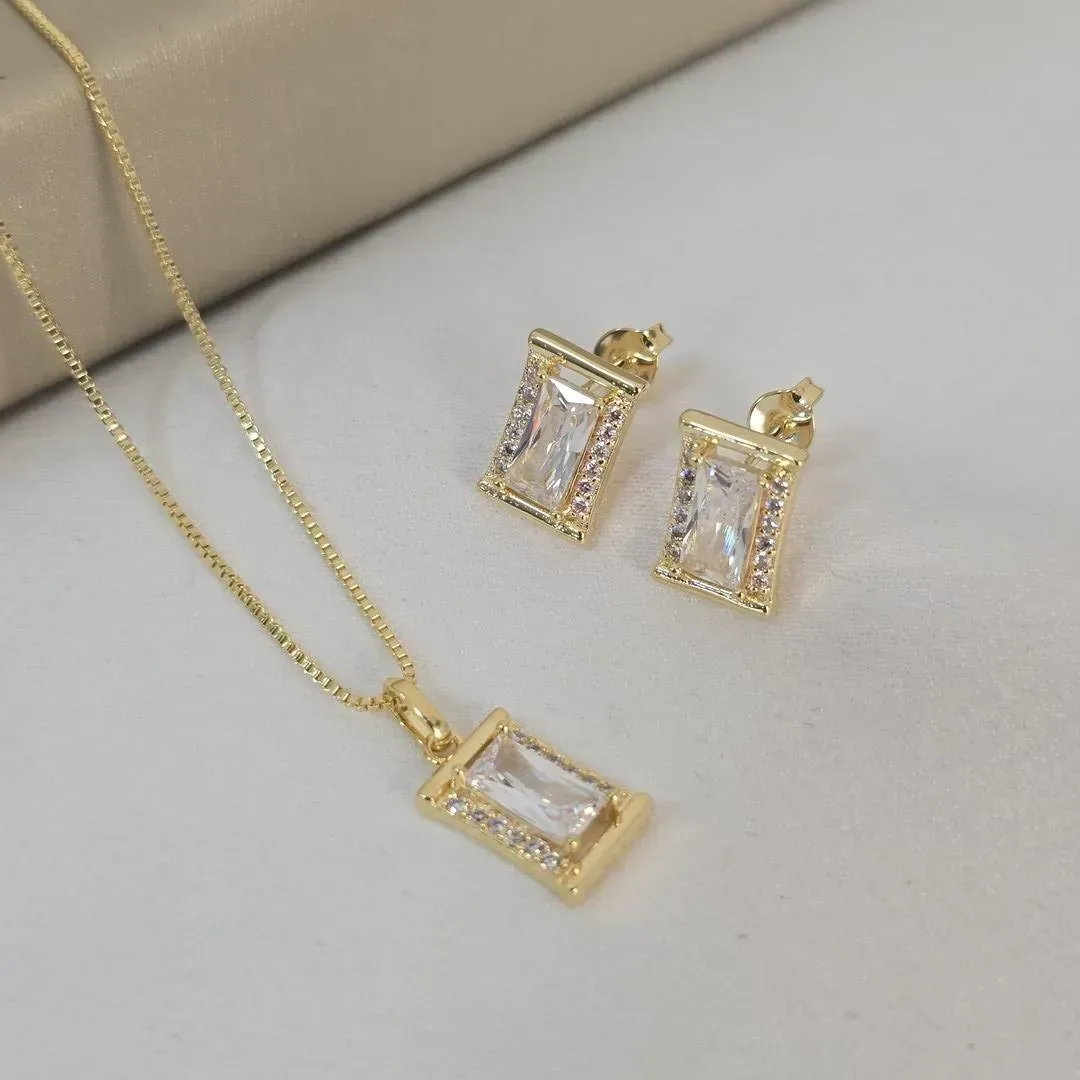 Conjunto Delicado Retangular Zircônia