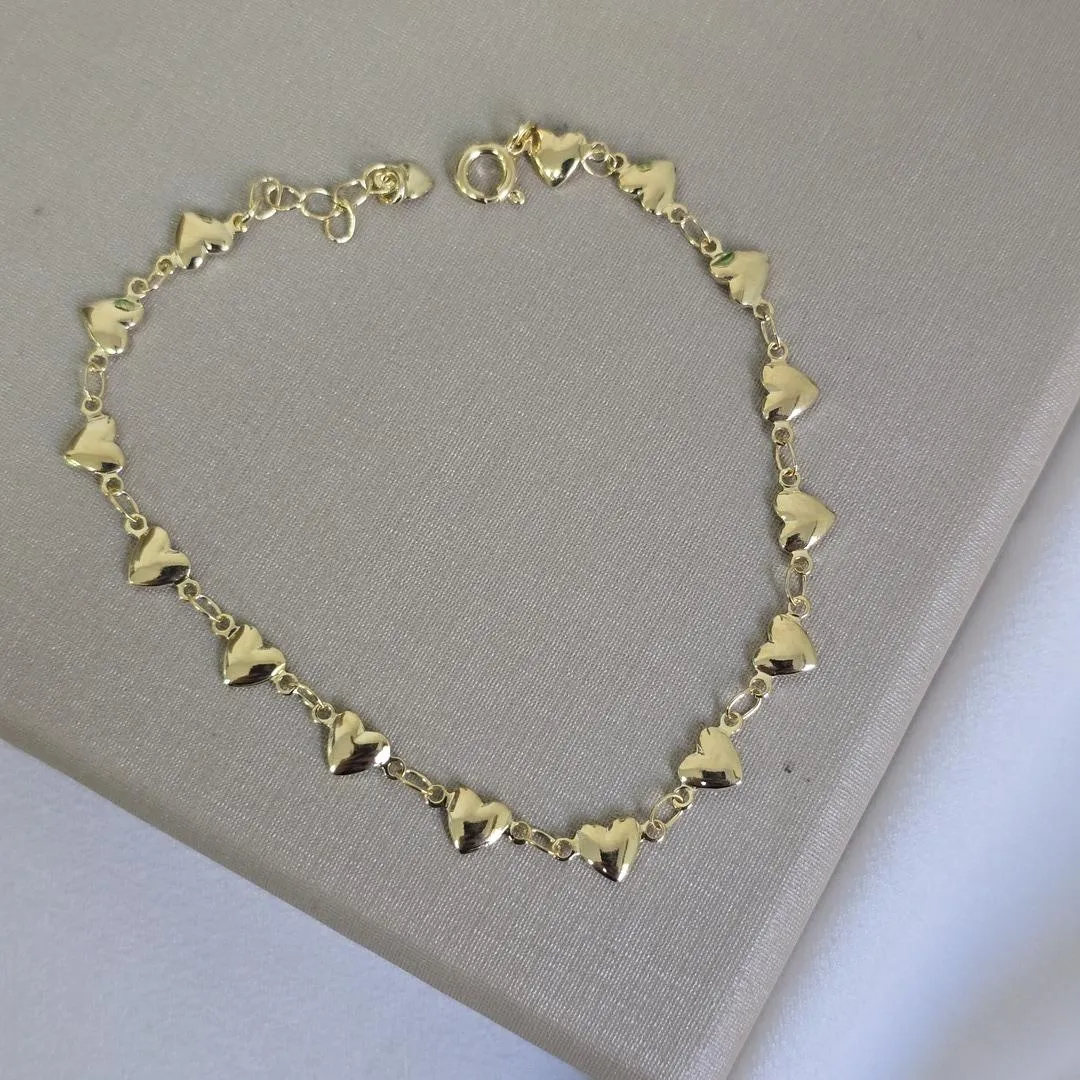 Pulseira Delicada Corações Lisos