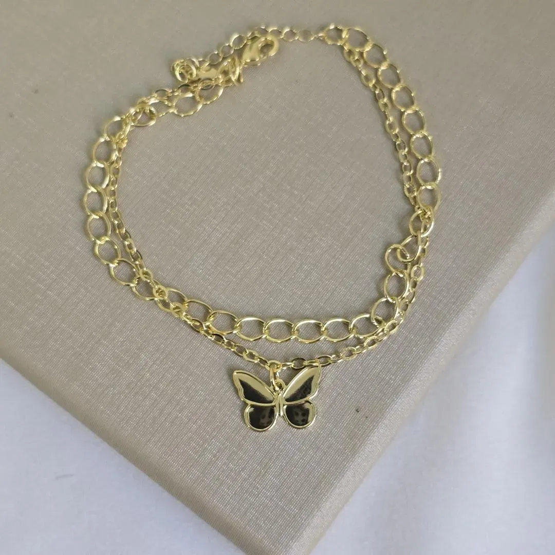 Pulseira Dupla Delicada Borboleta