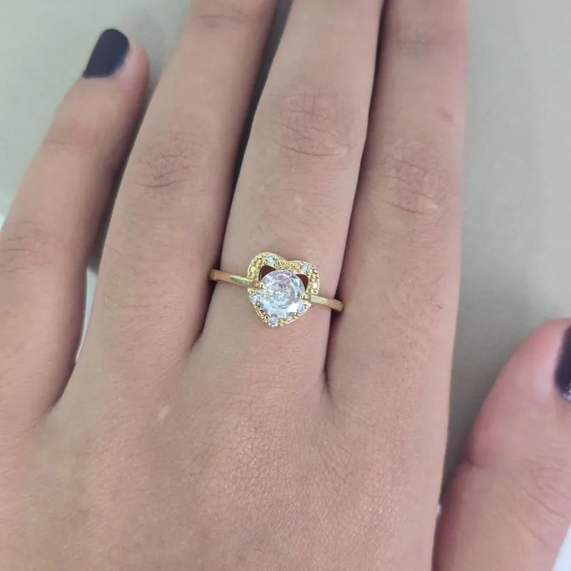 Anel  Coracao Zirconia