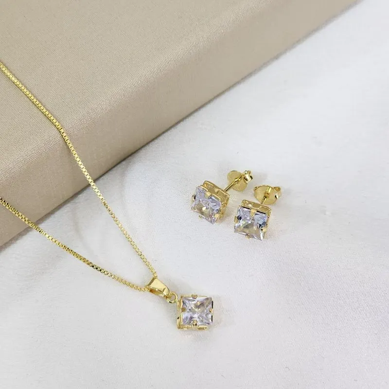 Conjunto Delicado Quadrado Zircônia