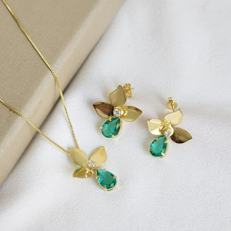 Conjunto Delicado Zircônia e Pedra