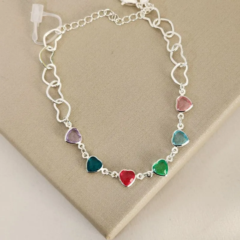 Pulseira Delicada Corações Coloridos