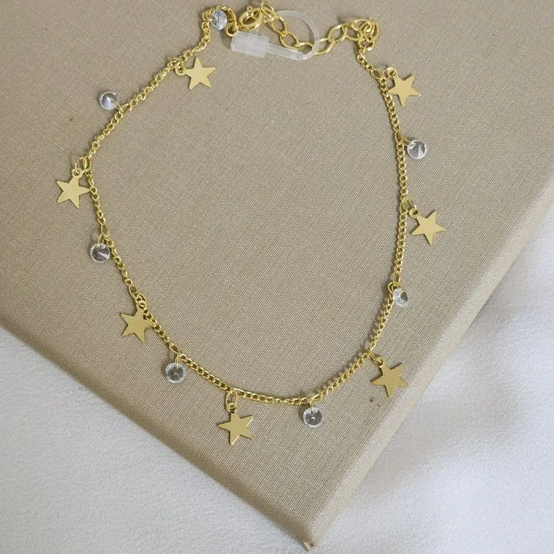 Tornozeleira Estrela e Zircônia