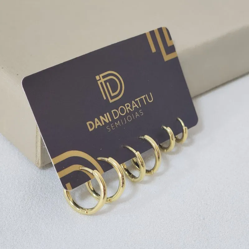 Trio de Argolas Delicadas Lisas
