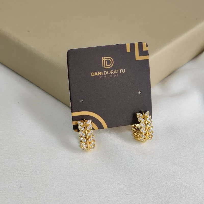 Argola Delicada Folhas Zircônia