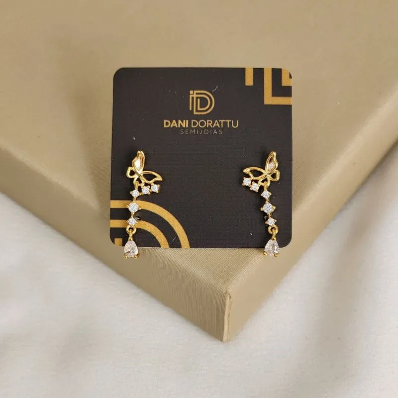 Brinco Borboleta Zircônia