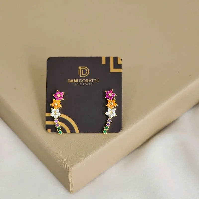 Brinco Delicado Flores Zircônia