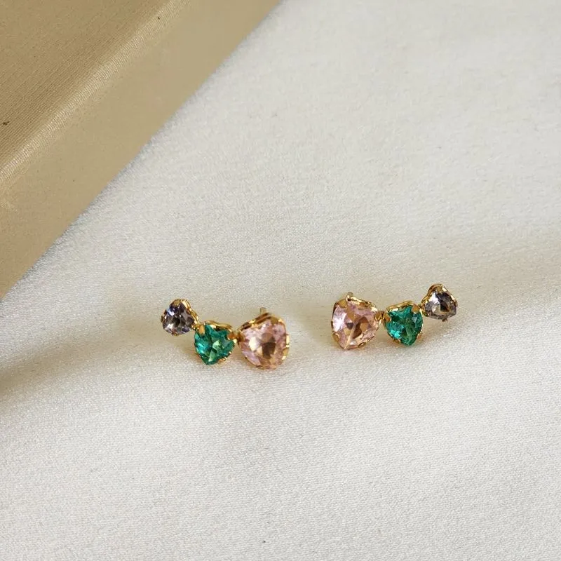 Brinco Earcuff Coração Zircônia Colorida