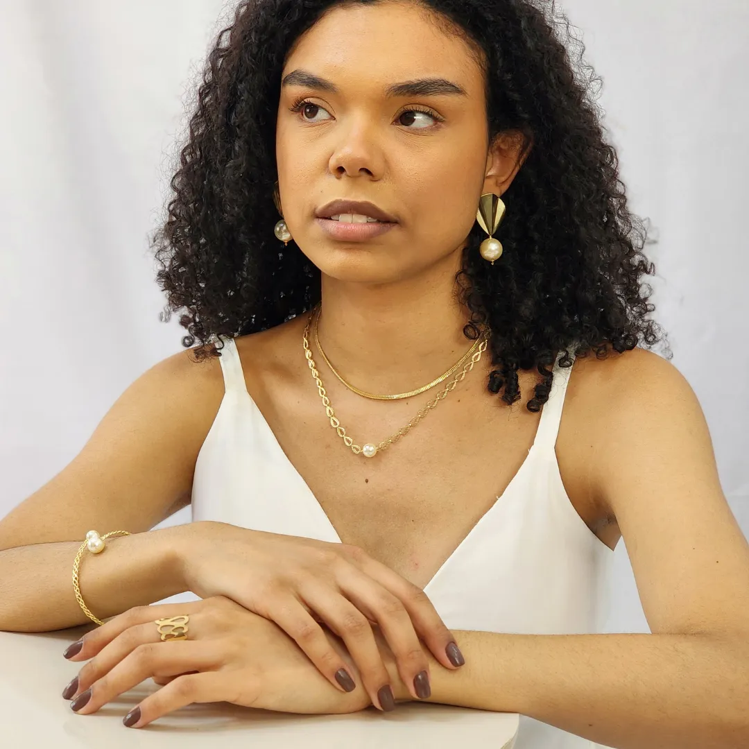 Pulseira Bracelete Maxi Perolas