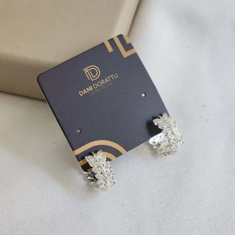 Argola Delicada Folhas Zircônia