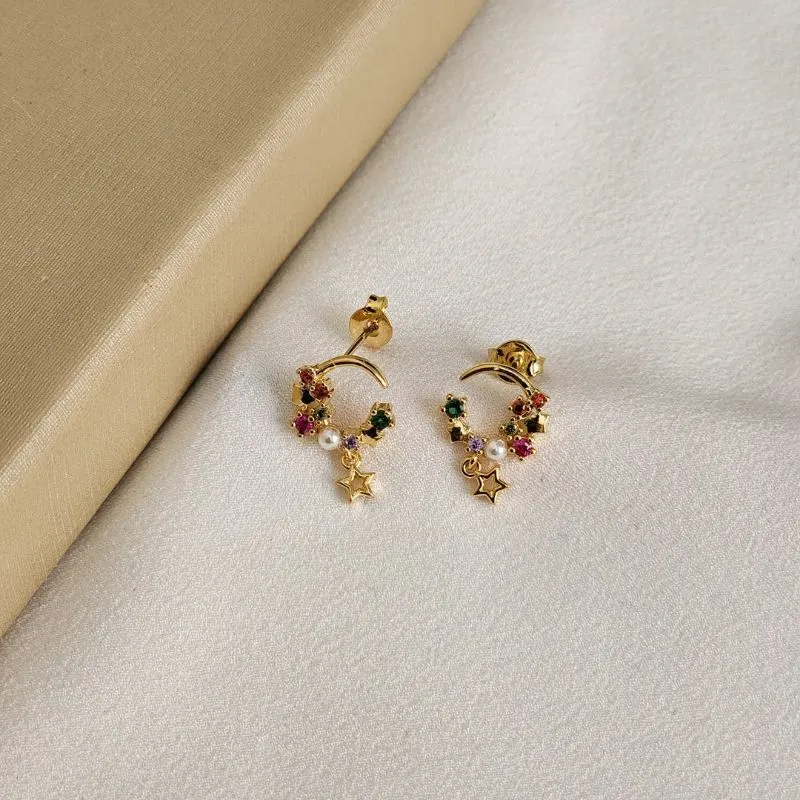 Brinco Delicado Colorido Zircônia