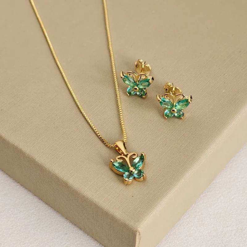 Conjunto Delicado Borboleta Zircônia