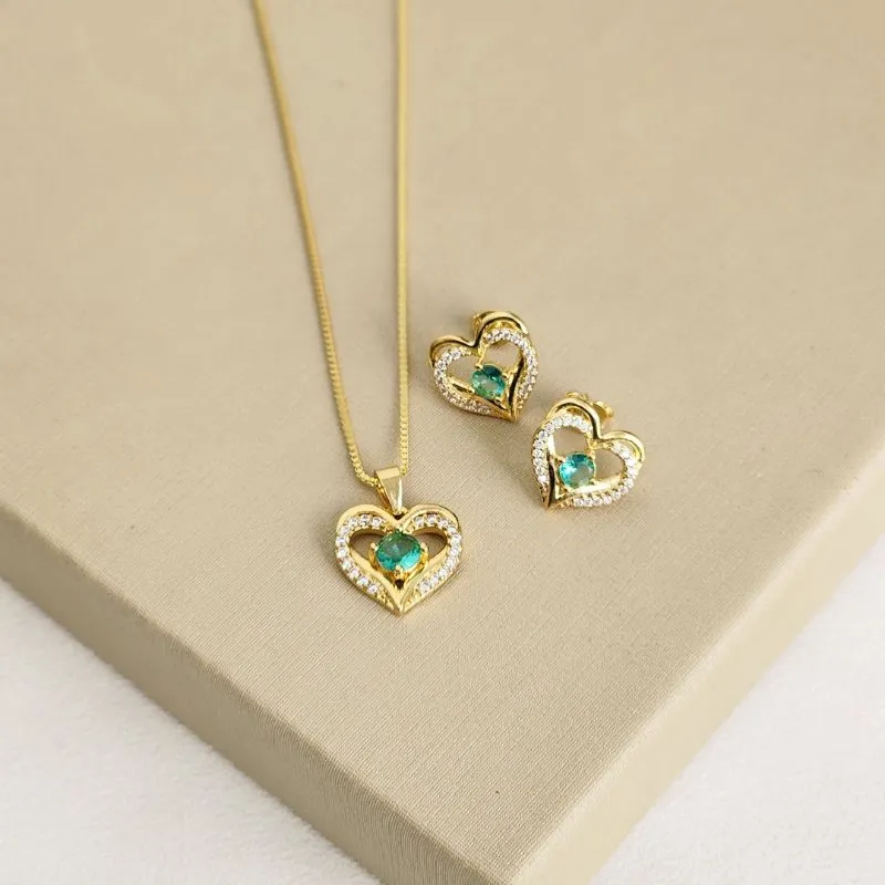 Conjunto Delicado Coração Zircônia