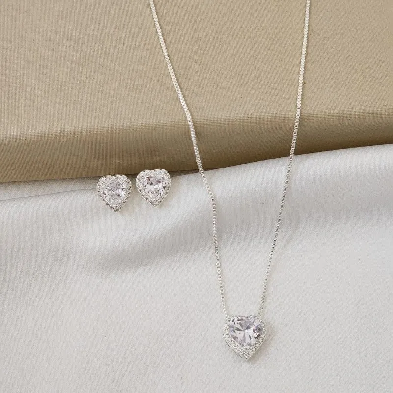 Conjunto Delicado Coração Zircônia