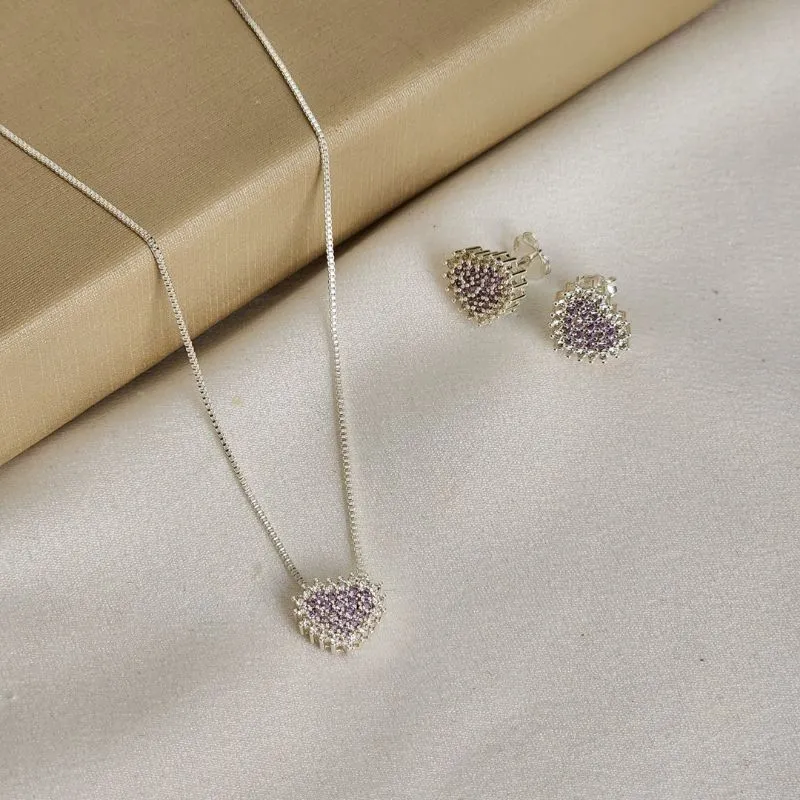 Conjunto Delicado Coração Zircônia