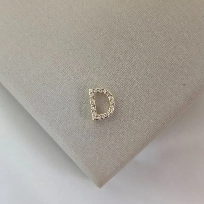Pingente Letra D Zircônia