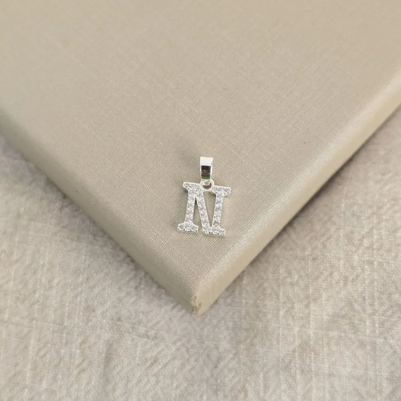 Pingente Letra Zircônia Prata