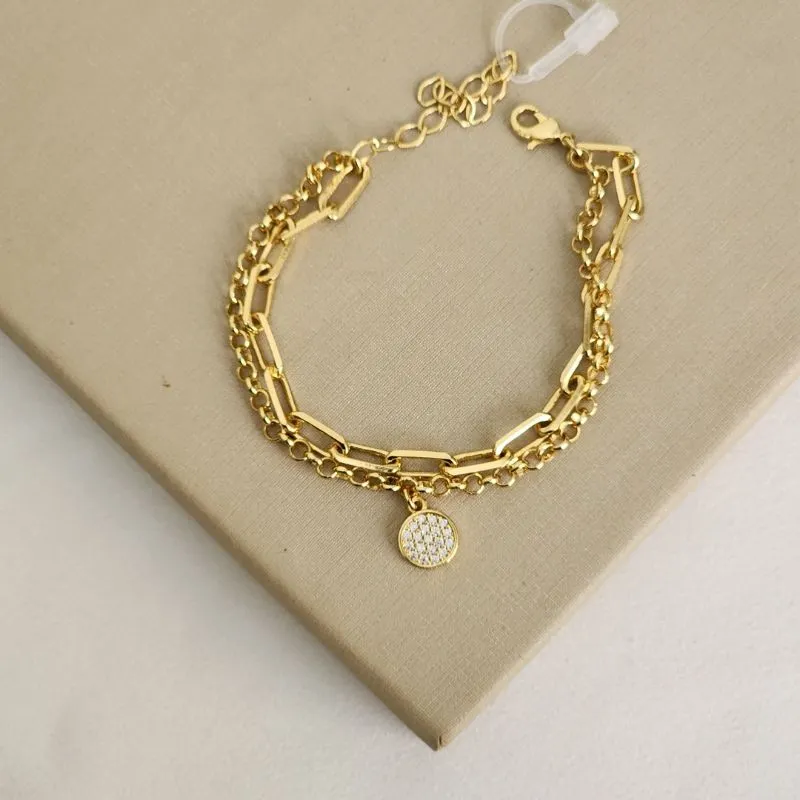 Pulseira Dupla Lisa e Zircônia